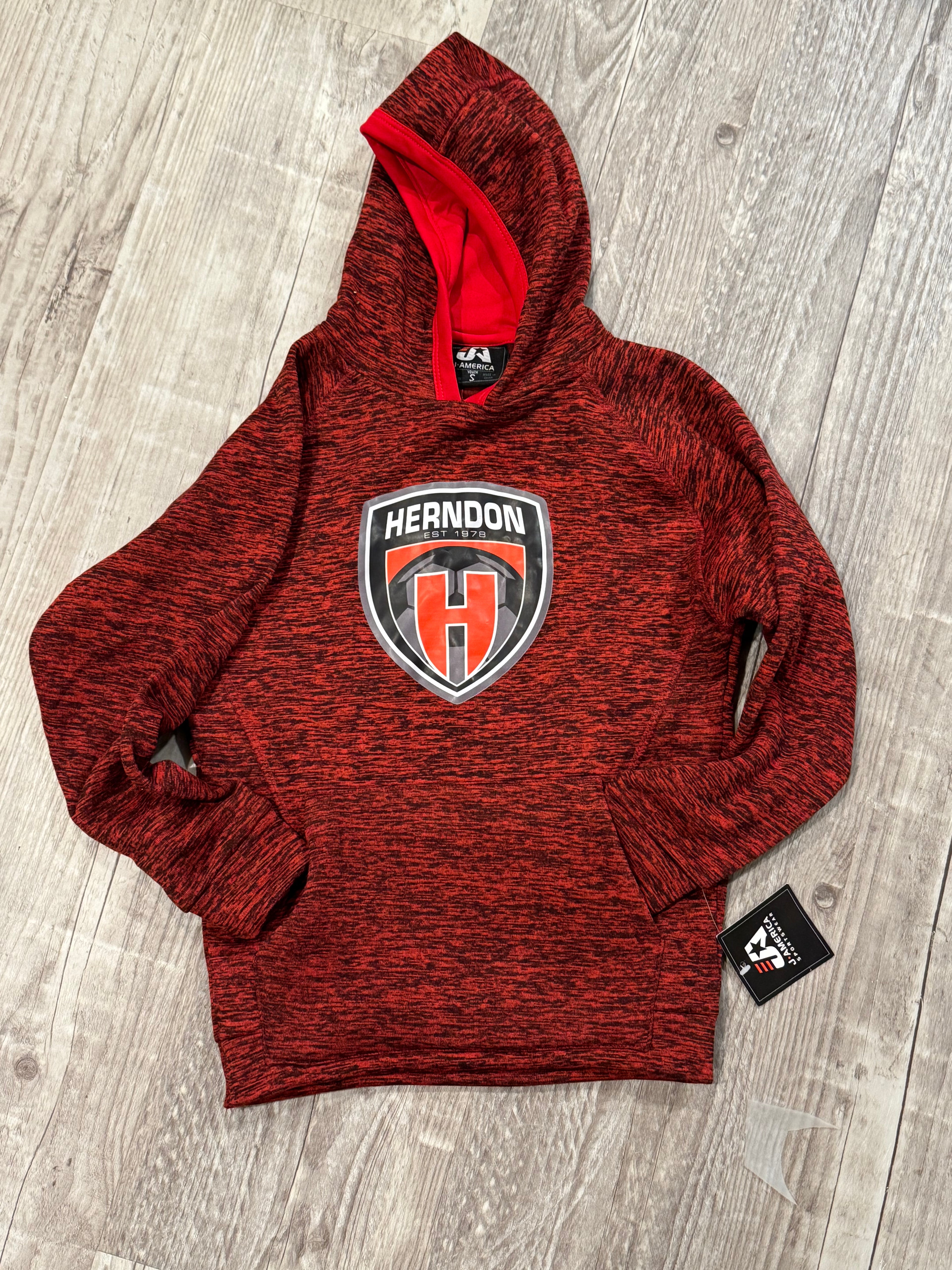 Black / Red Heather Pattern – Youth Small - Hoodie | Low Stock