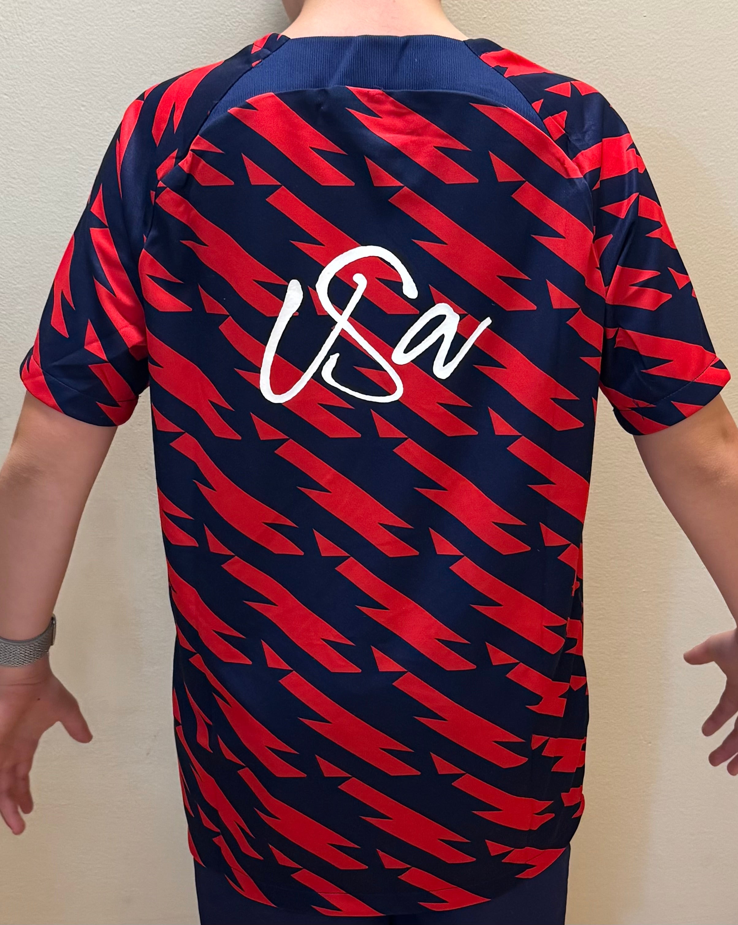 USMNT Nike pre match Red Navy Lightning Youth XL Jersey VW